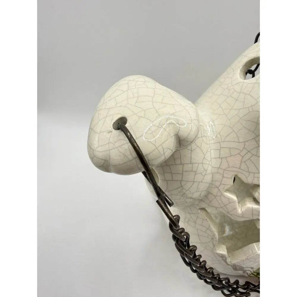 Vintage Ceramic Halloween Ghost Candle Holder Hanging Lantern Chain Pumpkins Set